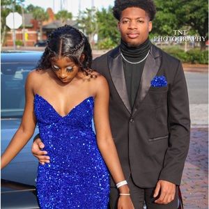 Royal blue sequin dress